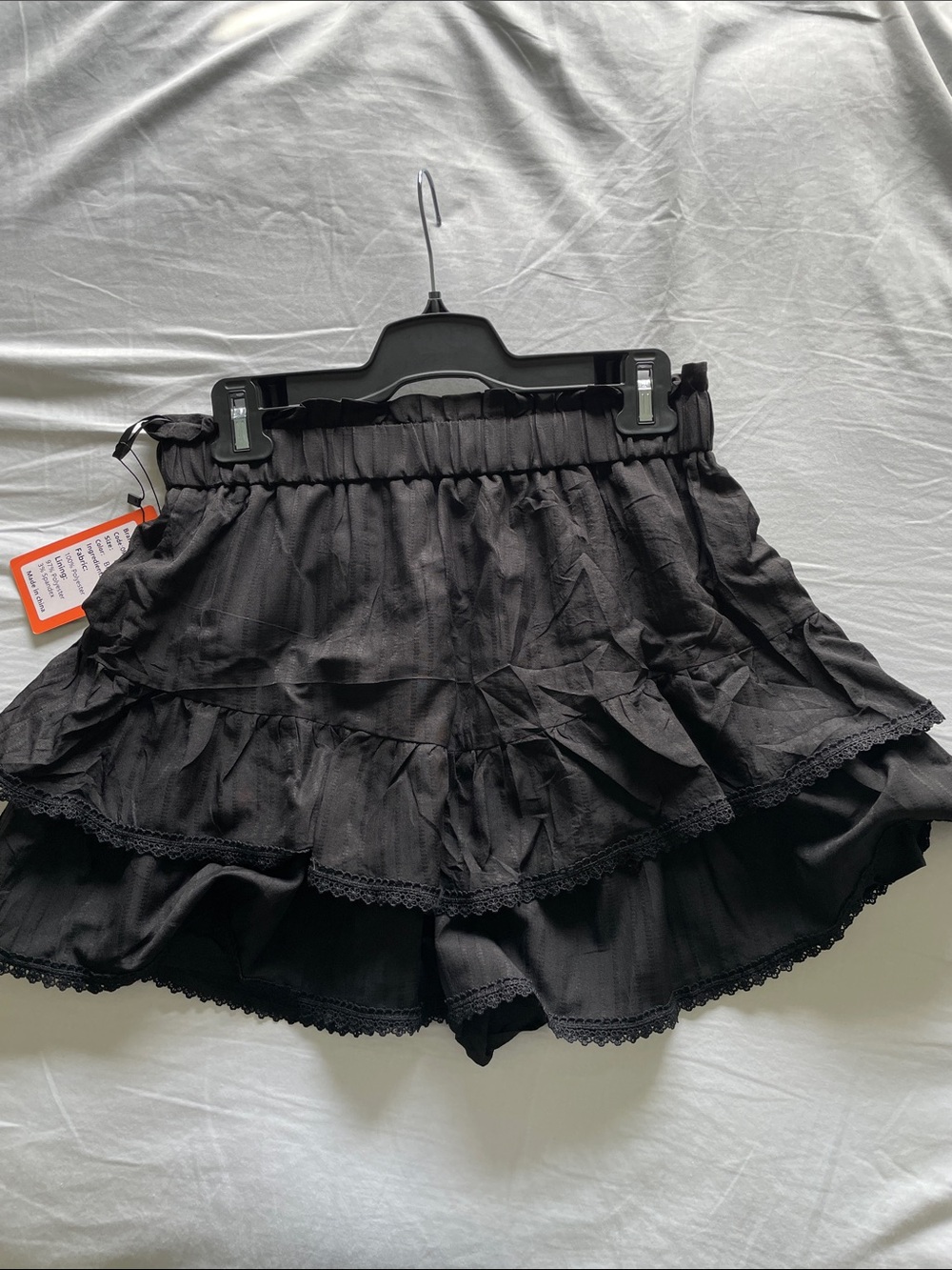 Women's Black Ruffled Layered Shorts